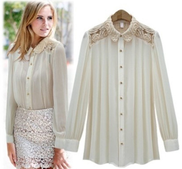 Free shipping 2013 New Hot-Selling womens shirts the new solid color fashion top long-sleeved chiffon blouses Wholesale retail