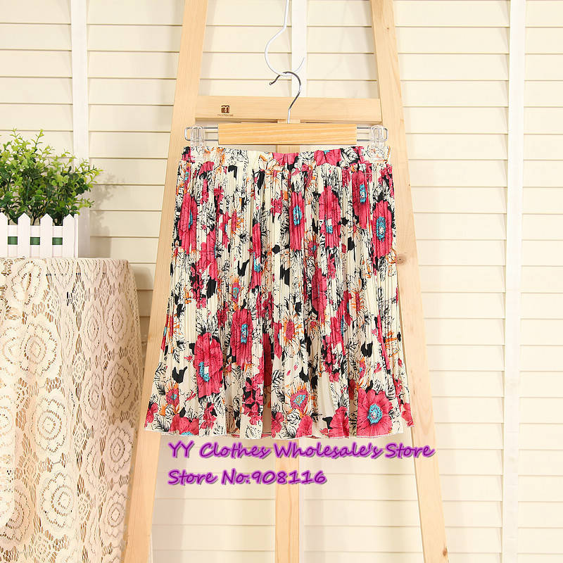 Free shipping,2013 New hot,women casual retro print pleated skirt wild summer skirts,ladie half dresses,1pcs/lot,X2985