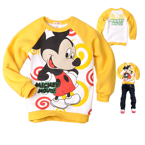 Free shipping 2013 new Kid's 100% cotton mickey mouse sweatshirt boys long-sleeve T-shirt design outerwear