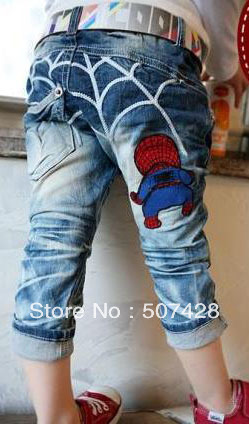 Free shipping,2013 new kid spider man jeans,cool boys jeans,5pcs/lot