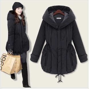 Free Shipping 2013 New Maternity Clothing/Winter Wear/Dress/Coats With Belt Black Cotton Overcoat
