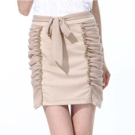 Free shipping 2013 New office lady Professional skirtsElegant Fashion bowknot Pleated chiffon mini skirt  S-XL