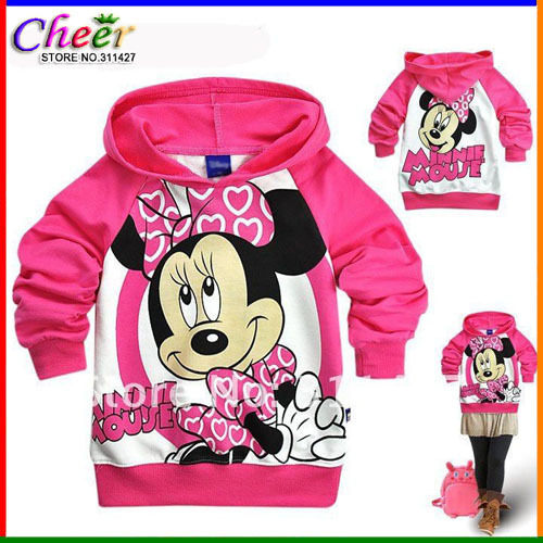 Free shipping, 2013 New Pink Minnie mouse children sweater(95-140),boy's girl's top shirts Hooded Sweater hoodie In Stock
