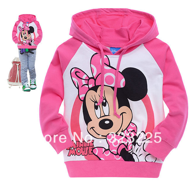 Free shipping 2013 New Pink Minnie mouse children sweater(95-140), girl's top shirts Hooded Sweater hoodie 6pcs/lot