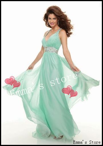 Free Shipping 2013 New Popular Cheap Exquisite A-Line Halter Long Chiffon Beaded Green Formal Formal Gowns Quinceanera Dresses