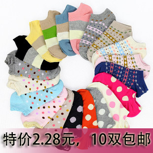 free shipping! 2013 new spring and summer scoks women's dot 100% cotton socks !Hot sale