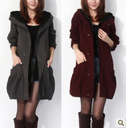 Free Shipping 2013 New Spring and Winter Women's Plus Size Trench Medium-long Thickening Outerwear Trench-JAC070