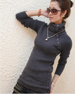 Free Shipping 2013 New Spring Autumn Sweet Elastic Long Design Slim Women's Sweaters Basic Shirt Sweater/Outerwear/Pullover