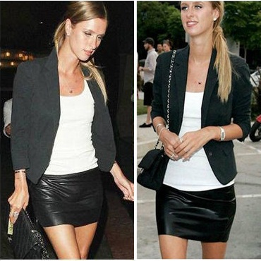 Free Shipping 2013 New Spring PU Leather Sheath Sexy Clubwear Woman Skinny Tight Skirt Black