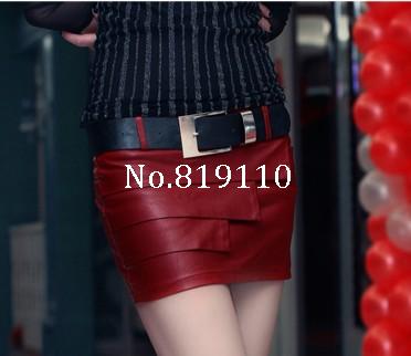 Free shipping 2013 new spring summer autumn  short  pu pleated leather sexy hip skirt wholesale LVNY01