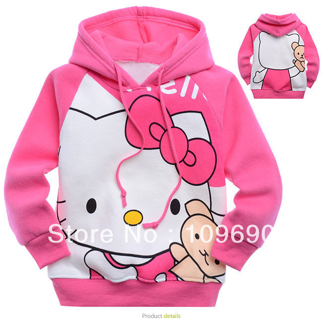 FREE SHIPPING!2013 new style and hotsale sweet pink SANDING Hello Kitty girls hoodies,kids outdoor wearing wholesale 6pcs/lot