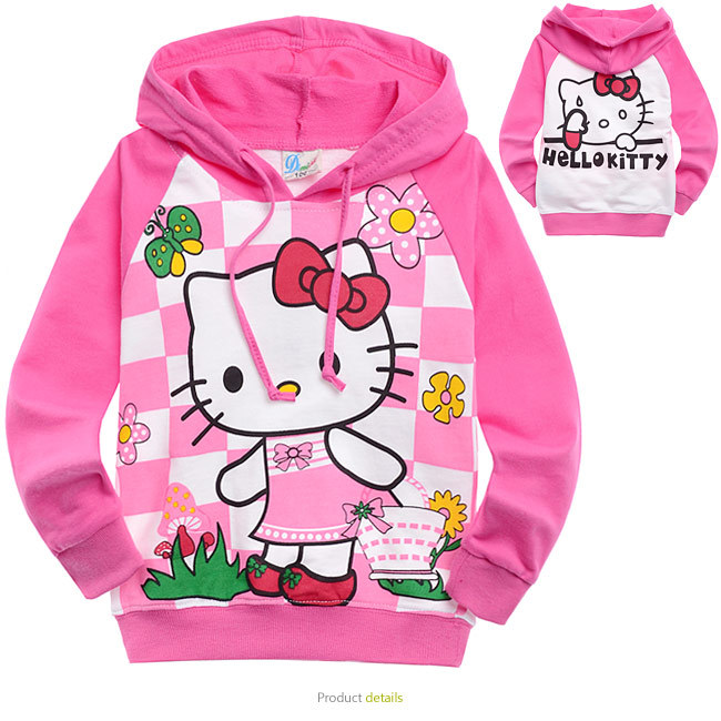 Free shipping 2013 new style children's hellokitty hoody with cap for spring wholesale and retail
