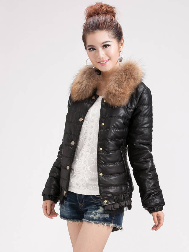 Free shipping 2013 new style fur collar cotton coat  short cotton-padded clothes warmly