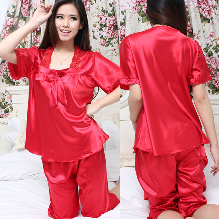 Free shipping! 2013 New style hot sale fashion leisure home apparel women's pajamas,red nightgown for spring, autumn,summer