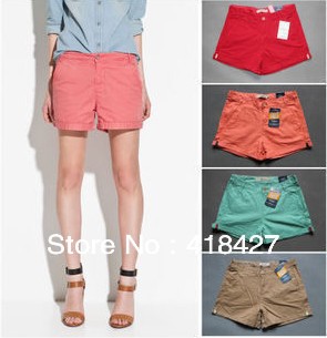 Free Shipping 2013 New Summer Europe Women's Pants Cotton Beach Shorts Colorful Knickers XS-XXL