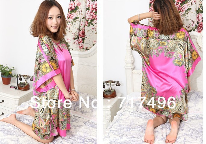Free shipping 2013 new summer Gong Tingfeng sexy silk nightgown female cute pajamas XL L