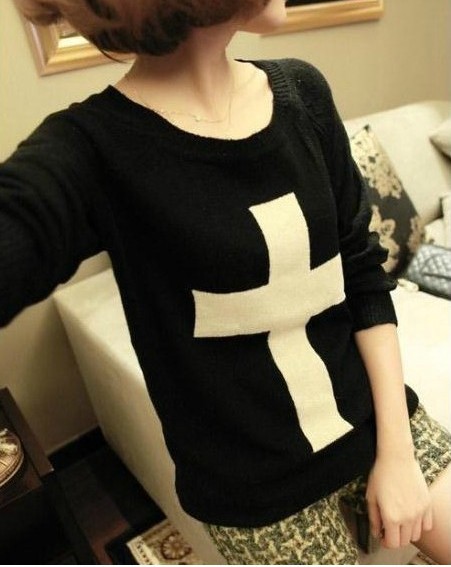 Free Shipping!  2013 new  Sweet,Cute The season Popular cross sweater