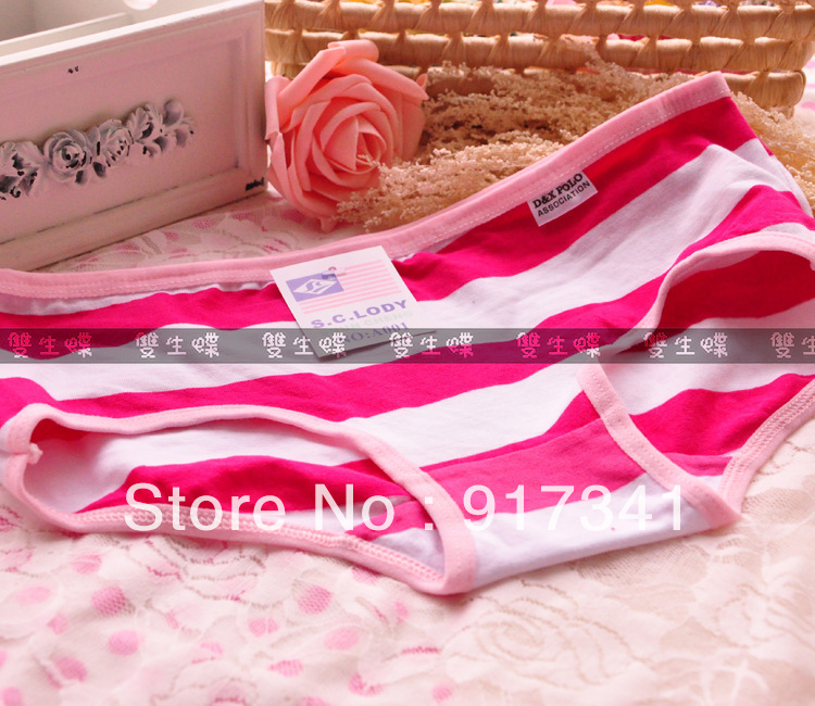 Free shipping 2013 new top Panties underwear for women Ladies briefs with lace beautiful style 5pcs/lot cotton Striped