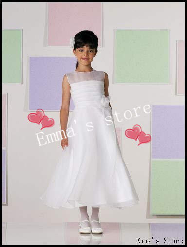 Free Shipping 2013 New Top Quality Popular Emma Elegant Cheap A-Line Sheer Straps Tiered Champagne Organza Flower Girl's Dresses