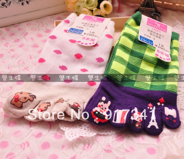 Free shipping 2013 new top Sock Slippers for women Ladies Finger socks many style beautiful 5pcs brand hot sale cotton
