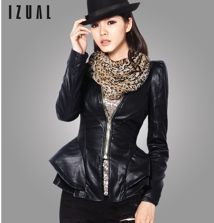 Free shipping 2013 new women's short jacket women leather coat