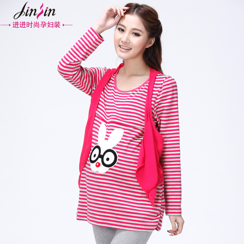 Free shipping 2013 nursing clothing maternity clothing spring long-sleeve fashion maternity top