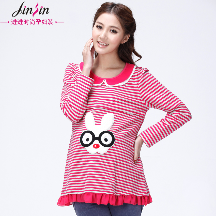 Free shipping 2013 nursing clothing maternity clothing spring long-sleeve fashion maternity top