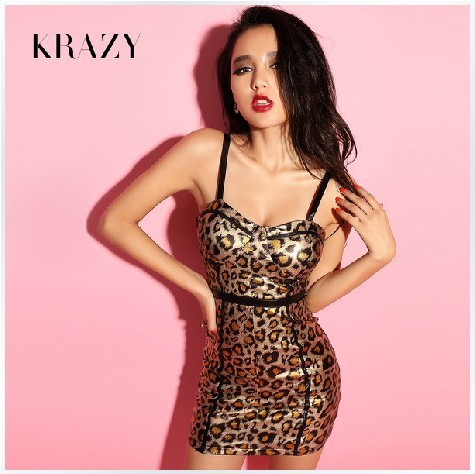 Free shipping 2013 party Catwoman leopard PU leather skirt, stitching waist Baoshen sexy dress.