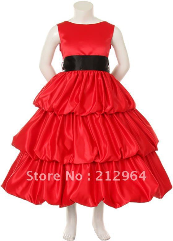 Free shipping 2013 pretty beauty Jewel red grey blue Bubble ankle length flower girl dress dresses Children girl gown gowns G187