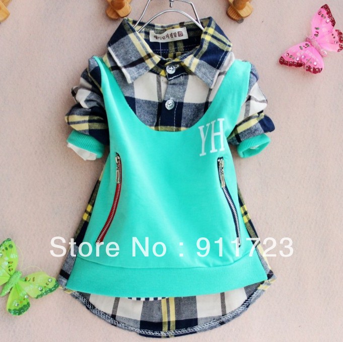 Free Shipping 2013 pring New Arrival Korean Fashion Casual Shirt For Girl/Childrens Trendy Shirt Patterns Hot Selling