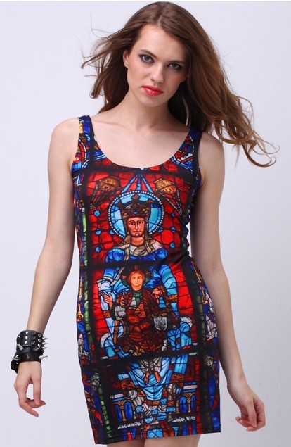 Free shipping 2013    Printed Design Bodycon Dress  Arrival on February  16th  notu10202