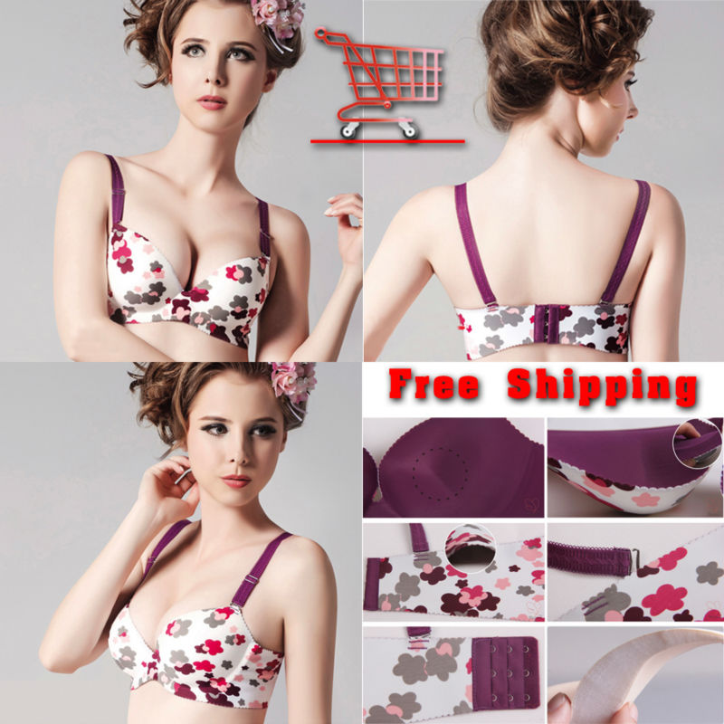 FREE SHIPPING 2013  Purple color style Fashion Push Up  women's bra Size: 32 34 36  B-CUP SKU:WX033