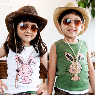 FREE SHIPPING! 2013 rabbit child baby boys clothing girls clothing T-shirt sleeveless vest 3224