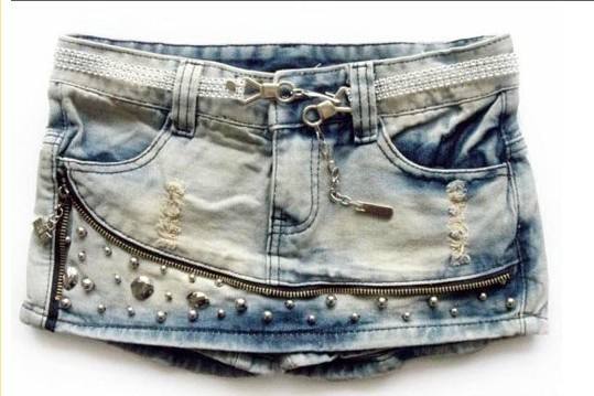 Free Shipping 2013 Rivets Ornament Denim Two Color Pantskirt/Short pants Wholesale