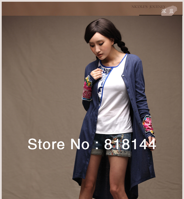 Free shipping 2013 selling well summer and autumn creative National wind pringting long wind style specific character overcoat