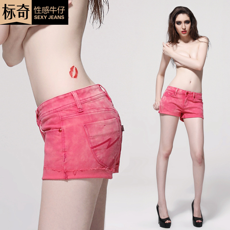 Free shipping 2013 Sexy denim  denim shorts women's mid waist slim elastic pants