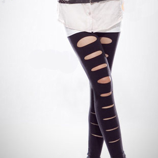 Free shipping 2013 sexy fashion leather hole legging women's thin ankle length trousers spring legging