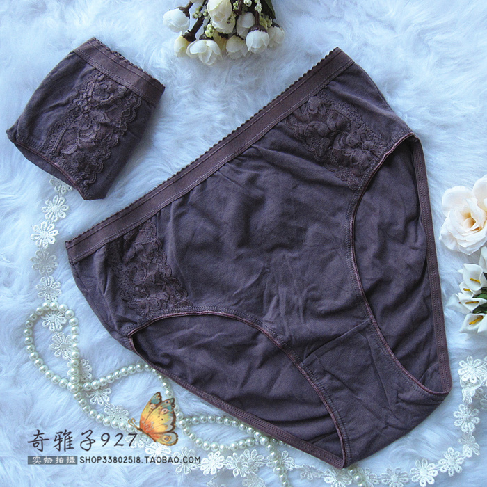 Free Shipping 2013 sexy fasion fitness women 100% cotton lace briefs Floral pants knickers panty underwear lingerie plus size