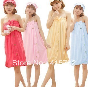 Free Shipping 2013 Sleeveless Sleepwear For Women Cute Elastic Nightgown With Flower Toweled Ladies' Lace Bath Towel Bathrobe