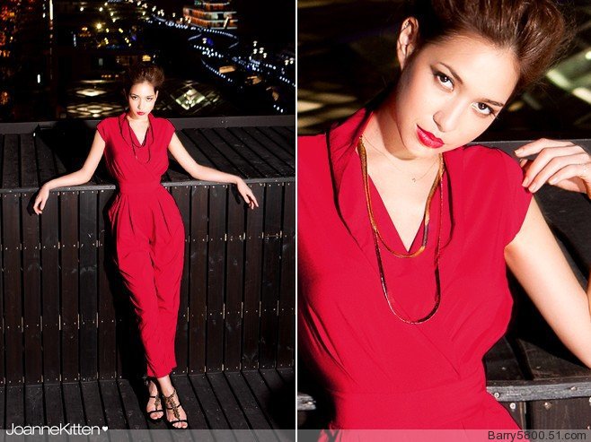 Free shipping !2013 Slim Women Fashion Romper long Jumpsuit Scoop 3 Colors black/red/deep blue