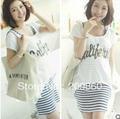 Free shipping !2013 special supply new edition fashion maternity stripe nursing 2 piece of pregnant women dress
