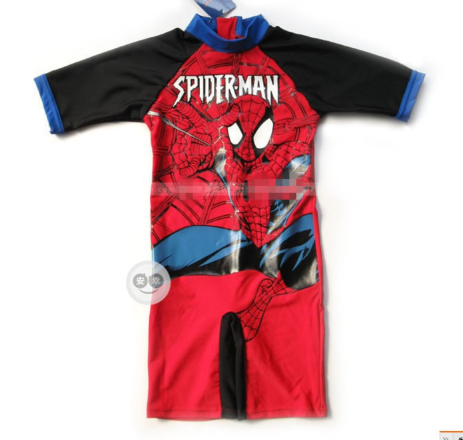 Free Shipping 2013 Spiderman Boys Rash Guards One Pieces Boys Swimsuits Two Pieces for Height 95cm to 140cm
