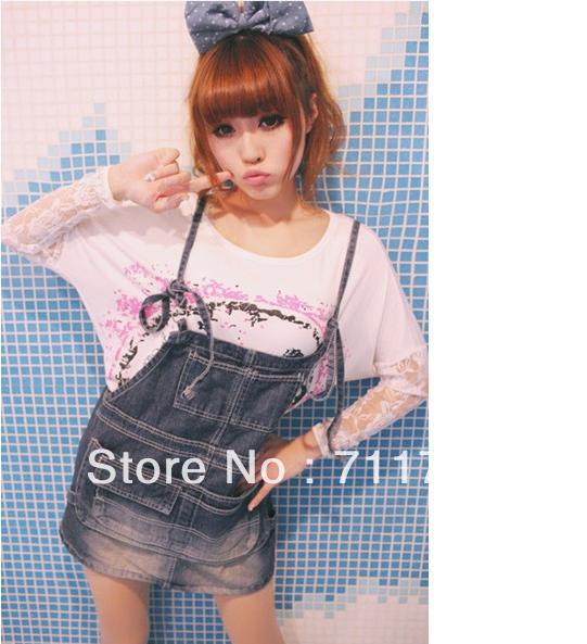 Free Shipping 2013 Sping Summer Korea Style Cute Stratched Lady Denim Jumpsuit jumpdress alibaba express