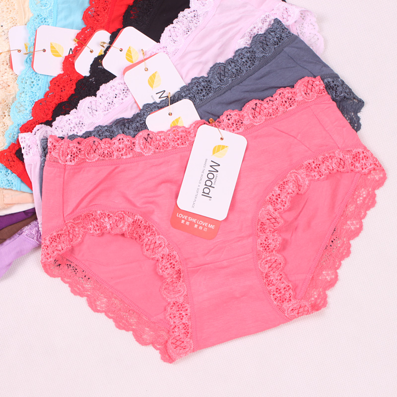 Free shipping 2013 Spring 100% cotton panty trigonometric female panties sexy lace shorts