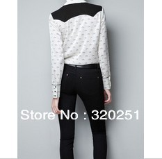 free shipping 2013 Spring and Autumn fashion woman  printing the blouse long sleeve shirt   a610 of