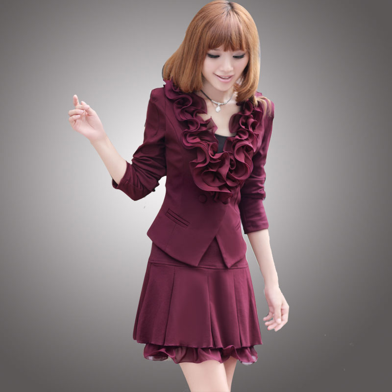 Free shipping 2013 spring and autumn ol set long-sleeve professional skirt professional women's suit pleated skirt