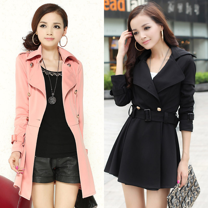 Free shipping 2013 spring and autumn women's all-match fashion elegant slim medium-long trench one-piece dress outerwear
