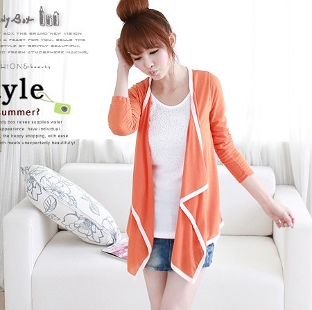 Free Shipping 2013 spring and autumn women's r9308 casual all-match border cardigan coat wholesale
