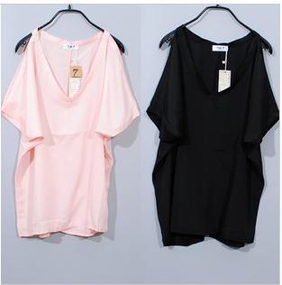 free shipping 2013 spring and summer female the 7 brief strapless chiffon short-sleeve tee t-shirt