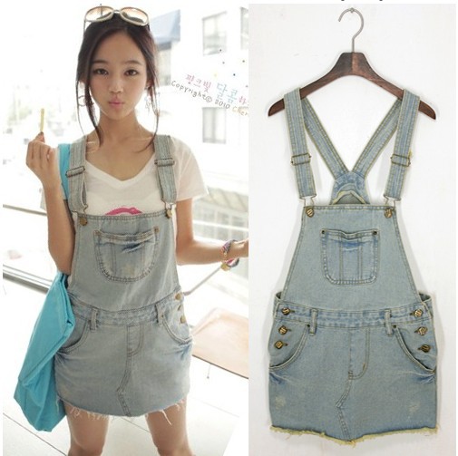 Free shipping / 2013 spring and summer Korean relaxed fashion lovely sweet tide denim strap dress skirt Dress Dress skirts